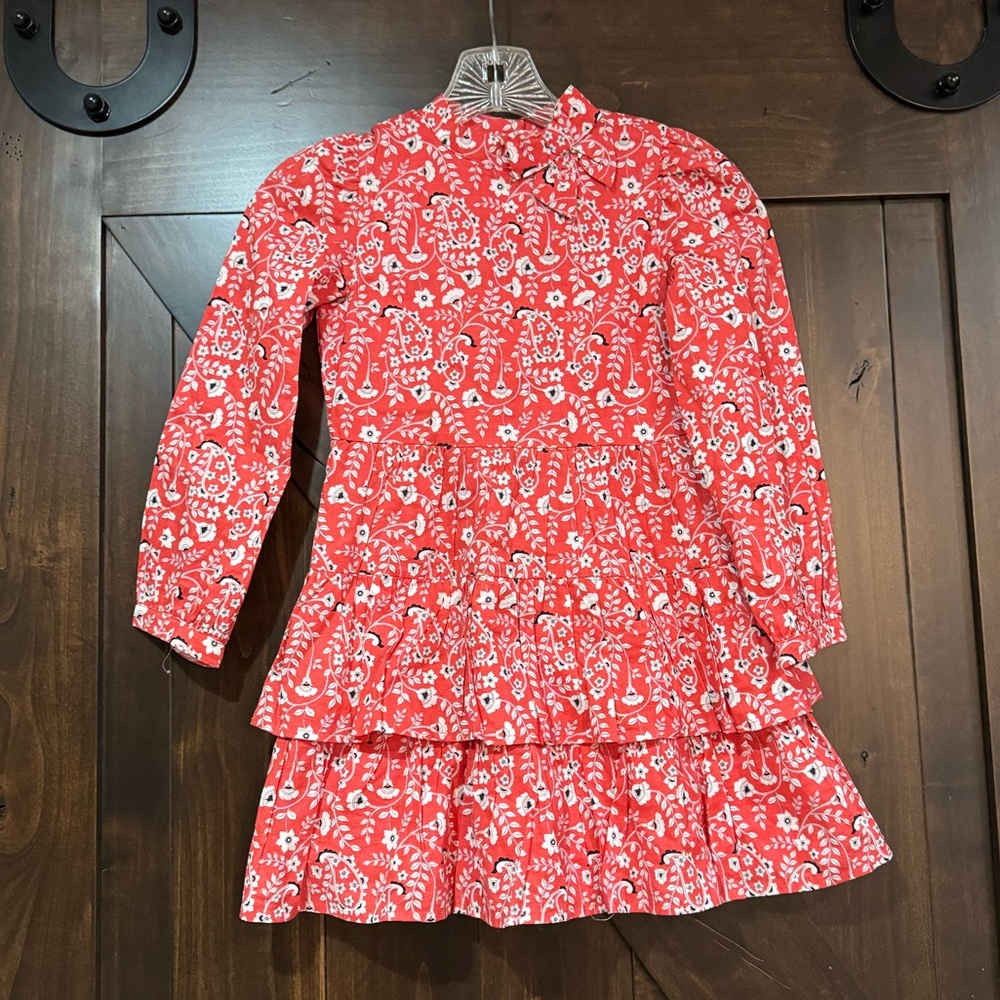 Janie and Jack girls dress Coral color size 7 prairie style